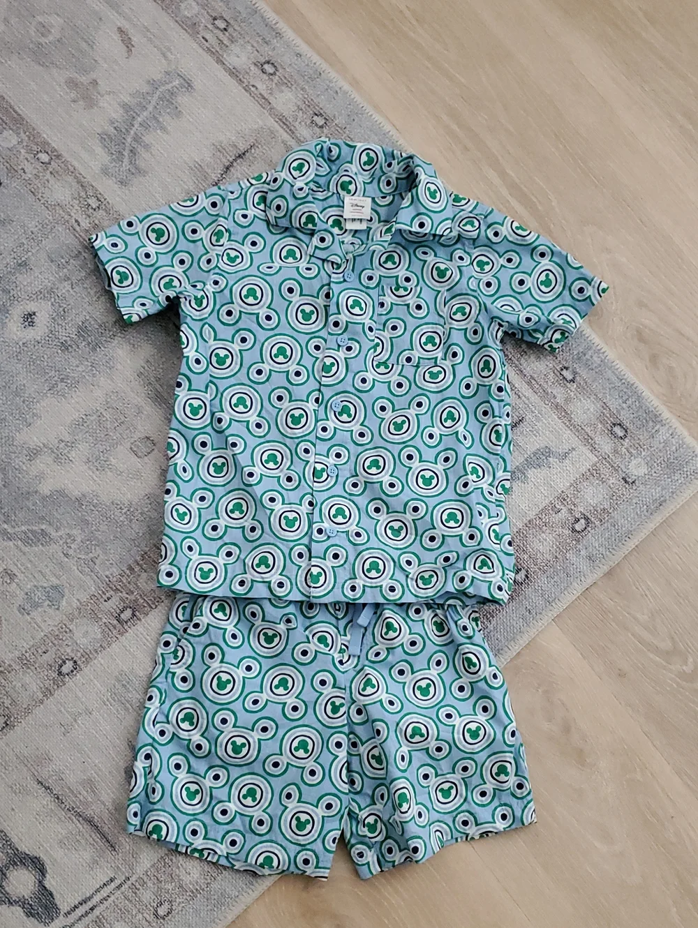 Disney x Hanna Andersson Boys Mickey Mouse Cotton poplin set Shirt Shorts Sz6-7